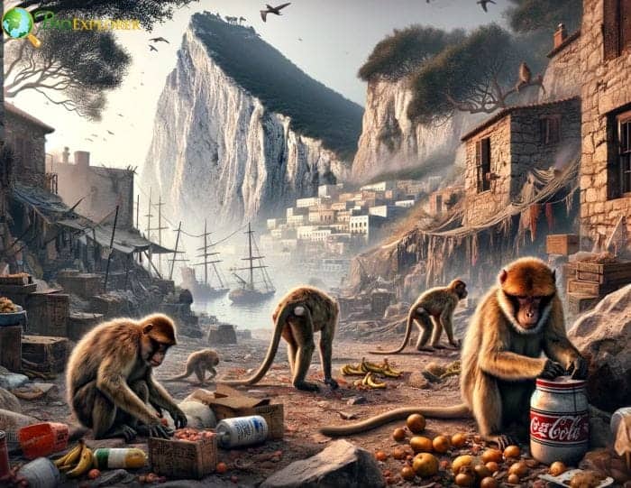 Illustration: Struggle for Survival Gibraltars Barbary Macaques Amidst World War II Hardships