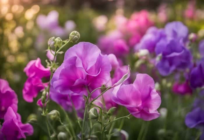 Sweet Peas In The Garden